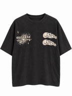 Trouble Graphic Drop Shoulder Boxy Tee – Washed Black
