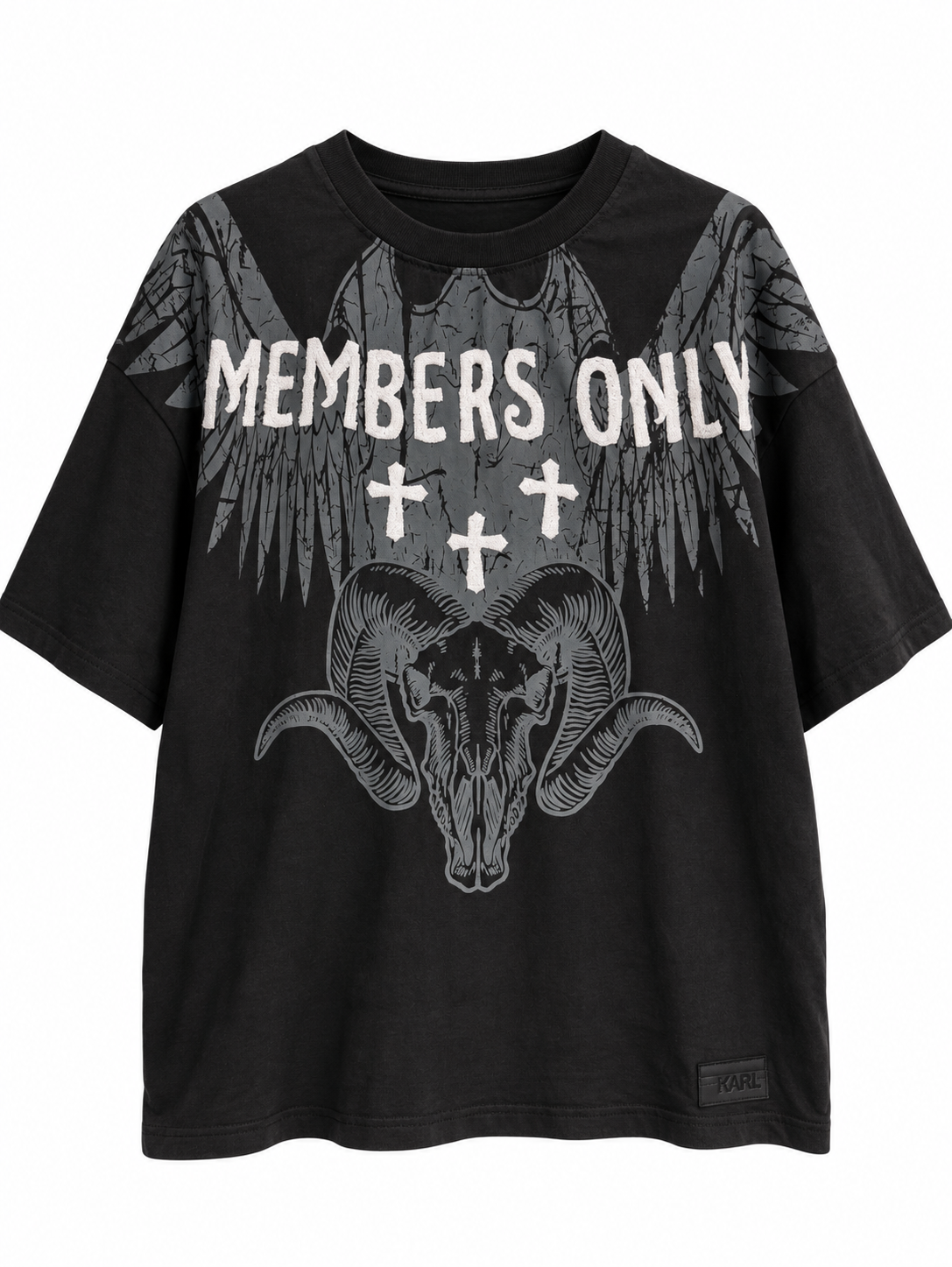 Members Only Drop Shoulder Boxy  Tee – Black