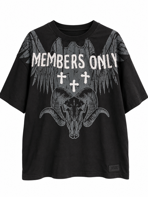 Members Only Drop Shoulder Boxy  Tee – Black